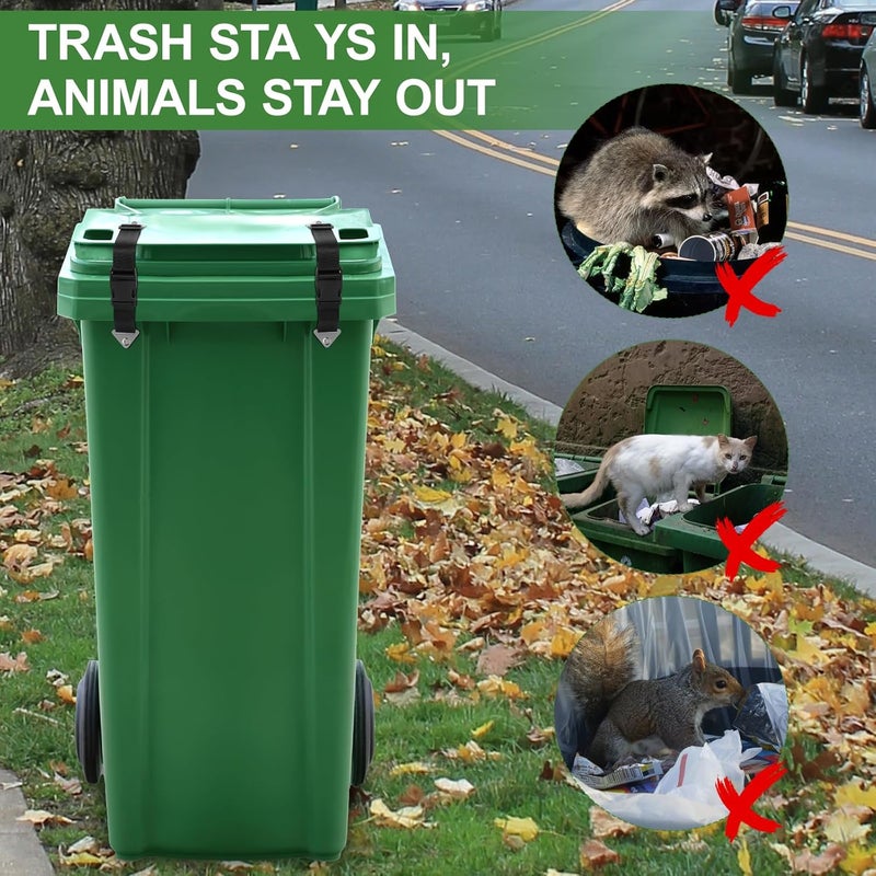 QUFA Raccoon Resistant Trash Can Lock Strap - Prevent Animal Rummaging & Secure Lid, Windproof Garbage Can Lock for Outdoor Use - 2-Piece Set - Image 2